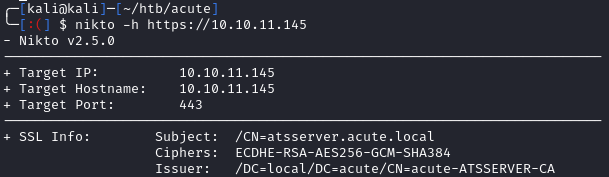 running nikto against the host