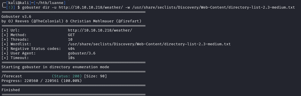 running gobuster