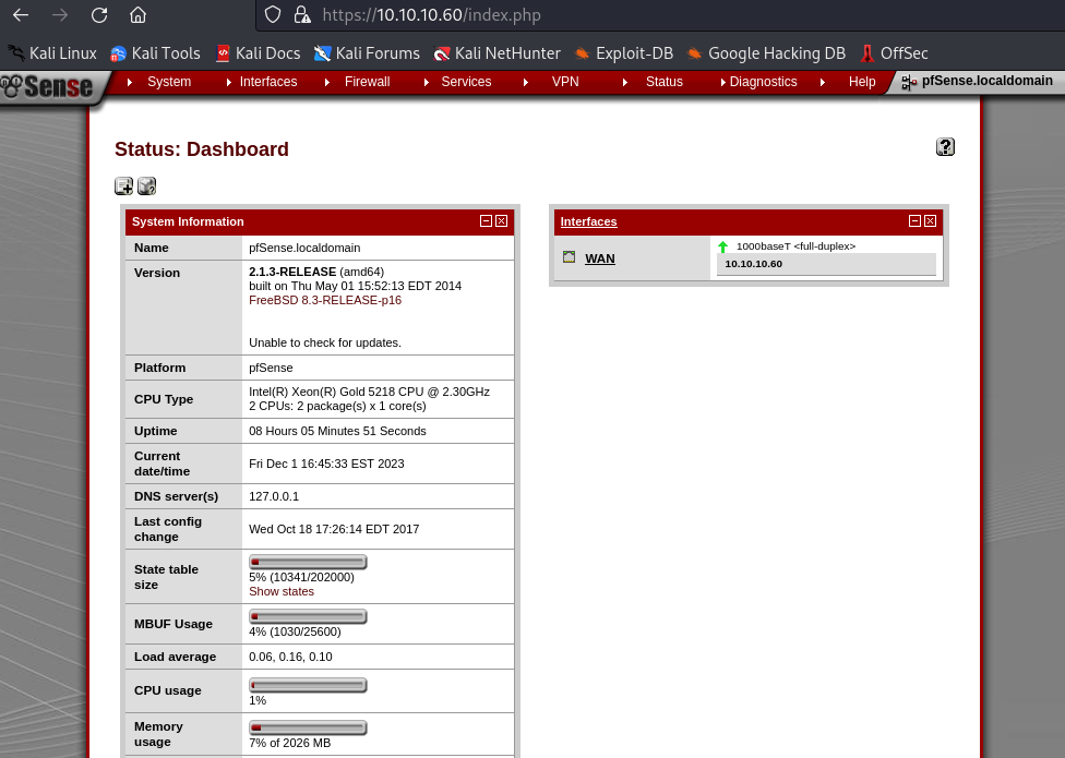 pfsense login