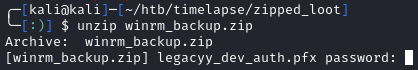 zip file contains a password